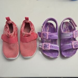 Cat & Jack Pink Mesh Sneakers and Purple Sandals